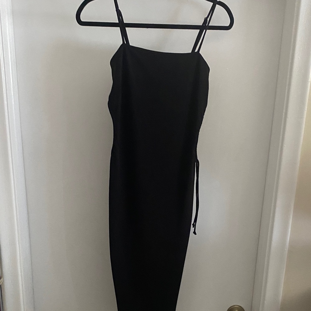 Altar'd State Black Midi Dress with Spaghetti Straps